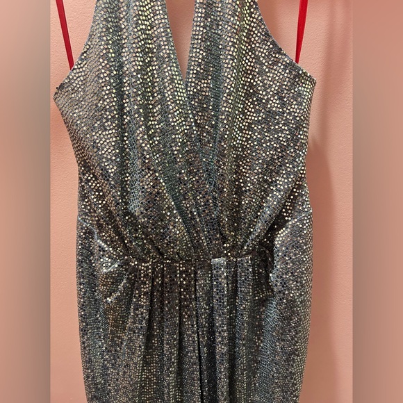 Halston Silver Sequin Halter Dress - Picture 5 of 7